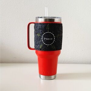 Peace Wool Embroidered Sleeve for Yeti or Stanley - SLEEVE ONLY